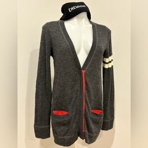 Free People Red and Gray Knit Cardigan